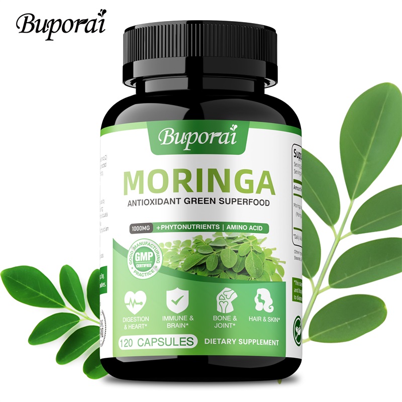 Moringa Leaf Powder - モリンガカプセル - 抗酸化物質、細胞の修復を促進、腸と消化器の健康をサポート、エネルギーを増加させ、免疫力を高めます
