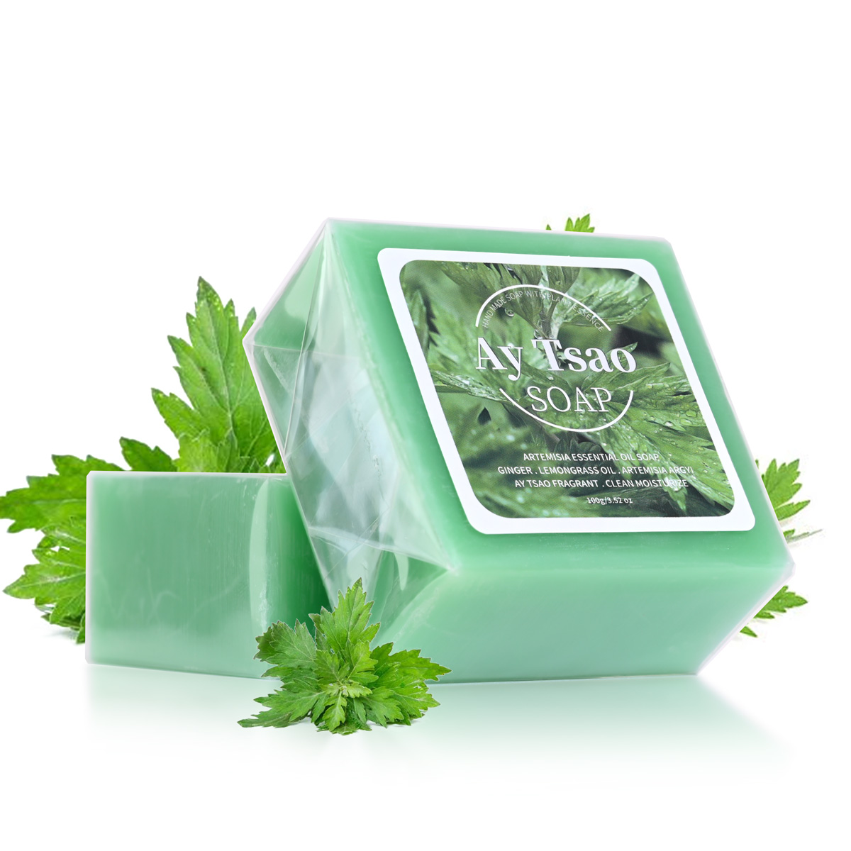 Moringa Leaf Powder - B+アーテミシア植物エッセンシャルオイル石鹸（レモングラスエッセンシャルオイルとジンジャーオイル配合）は、肌を深く洗浄し、潤いを与えます。