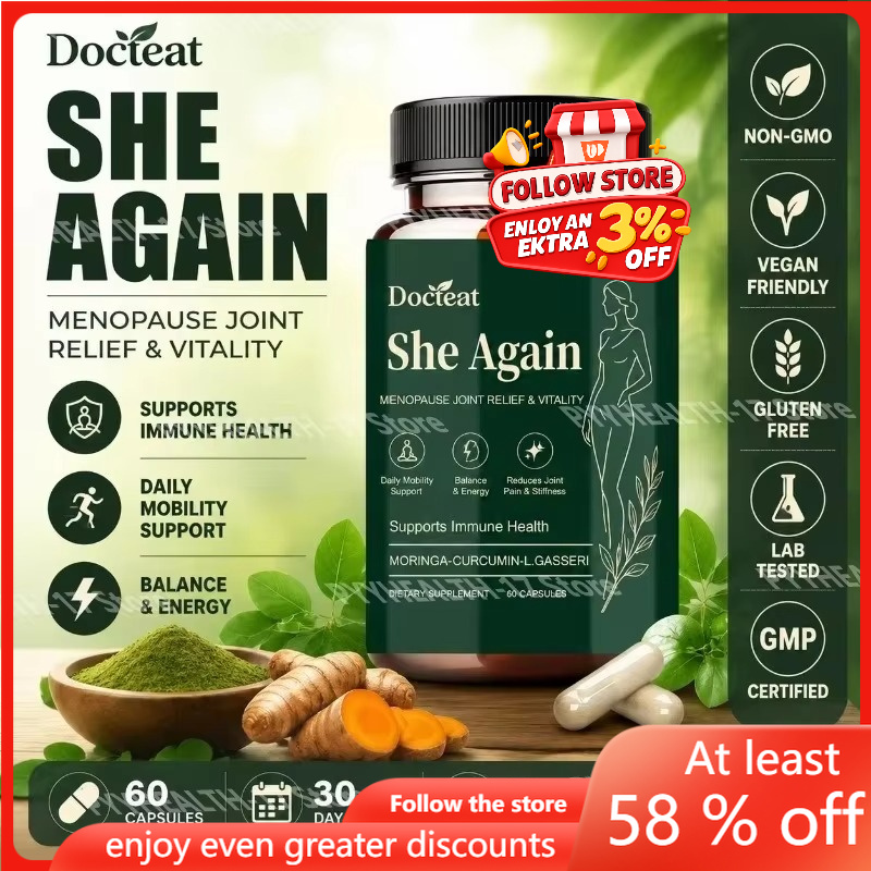 Moringa Leaf Powder - ドクティート・シーアゲイン 更年期関節サポートカプセル（モリンガ・クルクミン・L.ガセリ配合） 日常の動きと免疫サポート 60カプセル