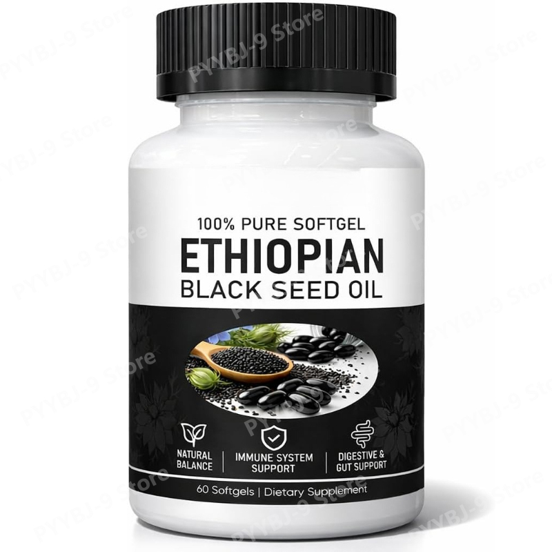 Herbal Wellness In - エチオピア産ブラックシードオイルソフトジェル800mgコールドプレスハーブエキスカプセル毎日の健康バランスサポート非遺伝子組み換え60カプセル