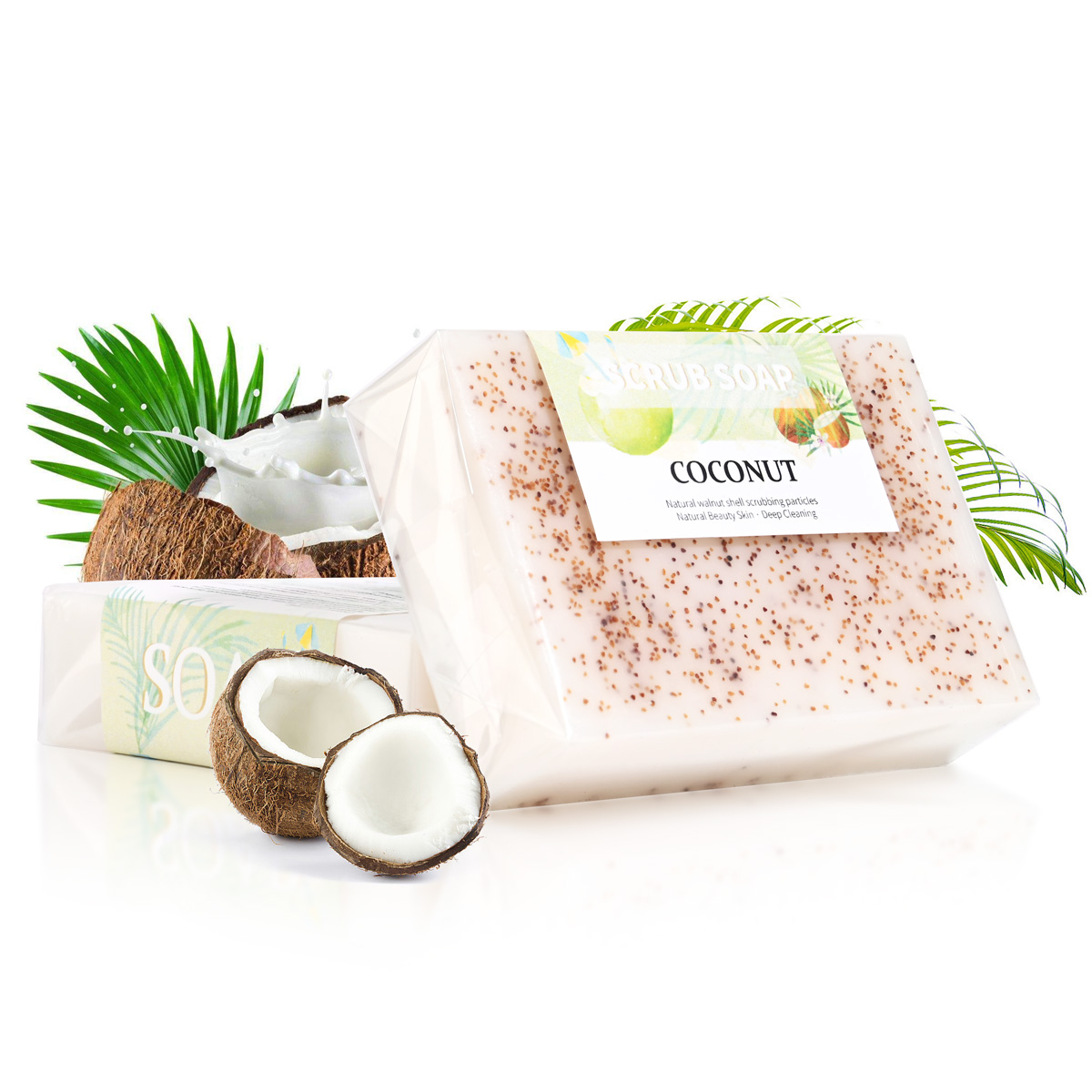 Moringa Leaf Powder - M+ナチュラルココナッツミルク石鹸（フロスト粒子入り）、明るい白のエッセンシャルオイル、手作り石鹸、手の保湿、100％オーガニック