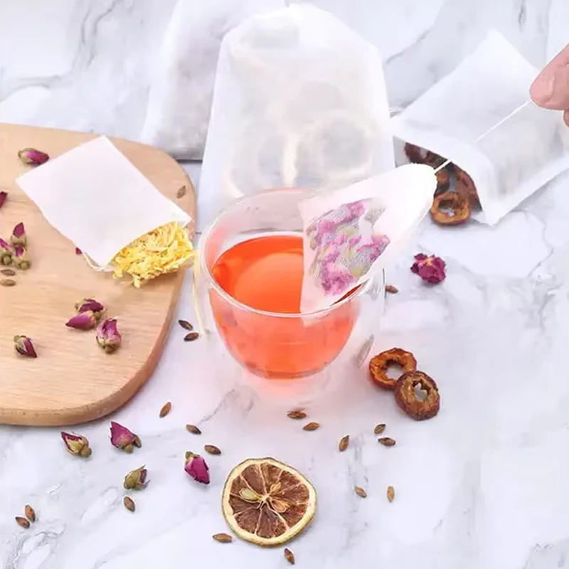 100 個使い捨てティーバッグ不織布ティーフィルターバッグス - Herbal Wellness Products のレビューと価格