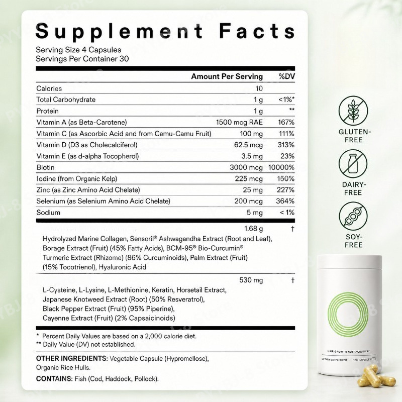 120カプセル入り女性用ヘアウェルネスカプセル。ビオチン、ビ - Herbal Wellness In のレビューと価格